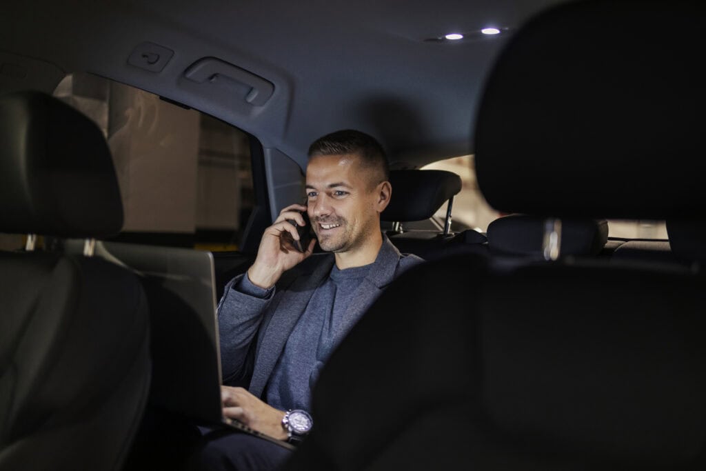 Luxury chauffeur service in a premium vehicle.