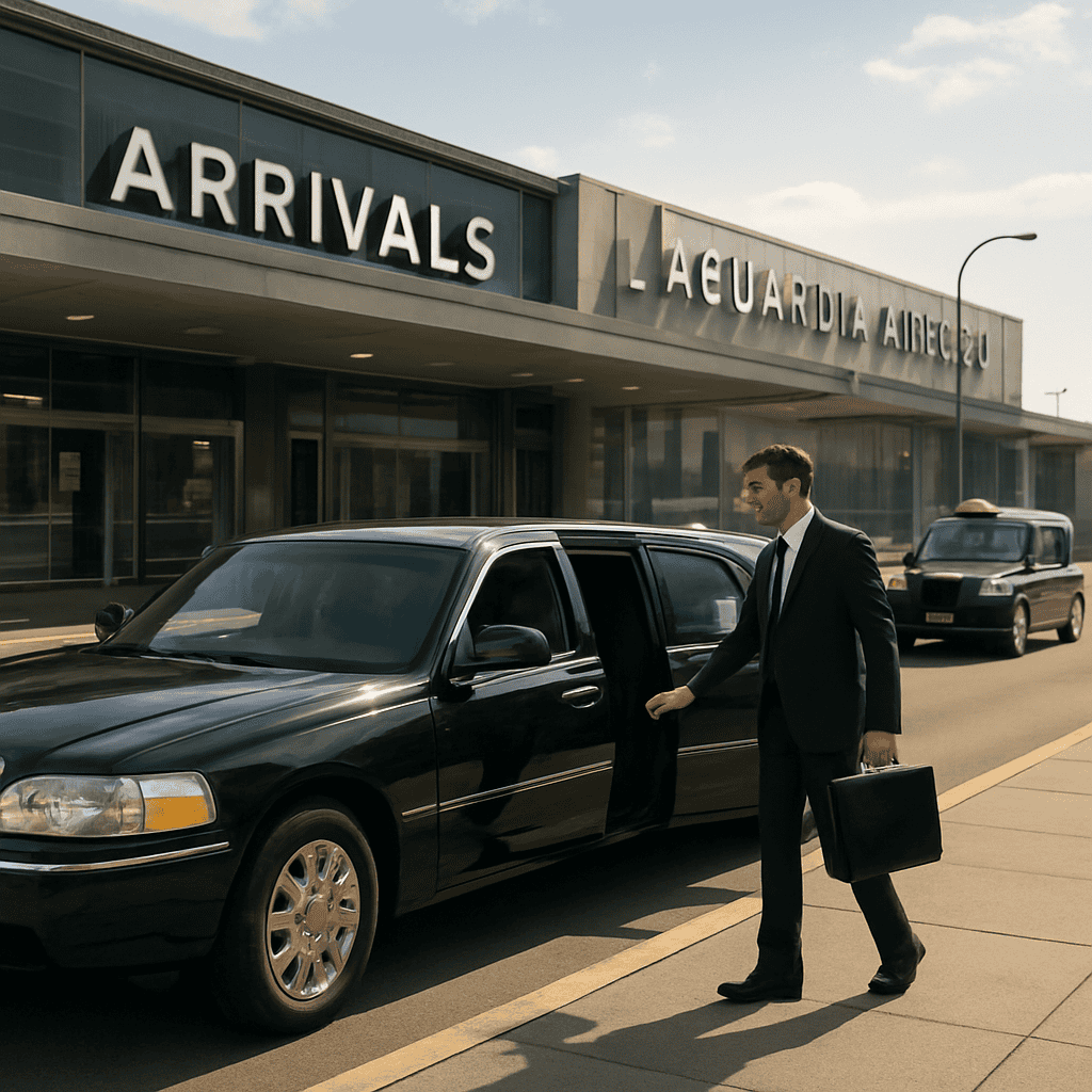 Luxury chauffeur from LGA to Times Square in NYC.