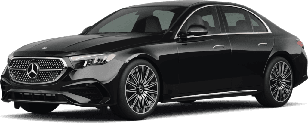 Elegant black Mercedes-Benz luxury sedan for premium chauffeur service.
