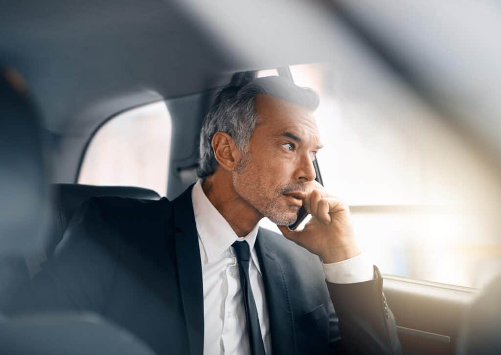 Luxury chauffeur service for business and airport transfers in a premium vehicle. Reliable, professi.
