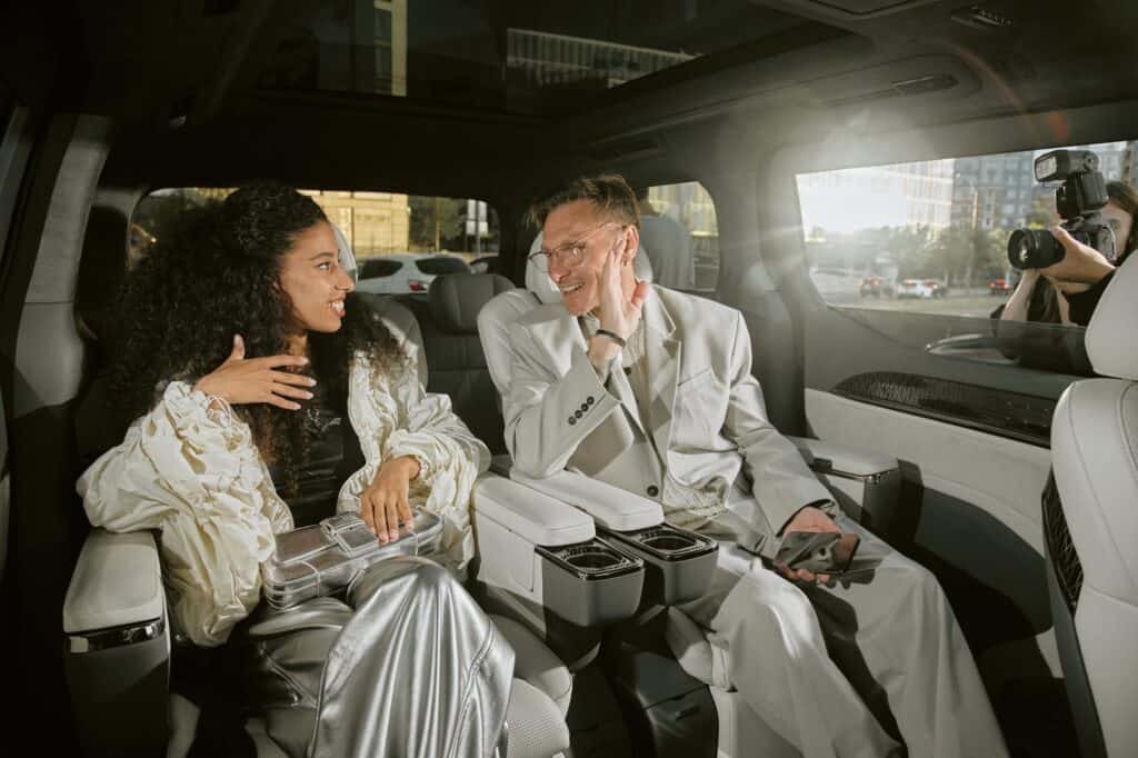 Elegant chauffeur service with professional drivers in luxury vehicles.