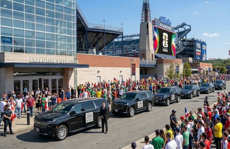 Professional Mak Louren chauffeur providing luxury World Cup 2026 Gillette Stadium transport for executive travelers.